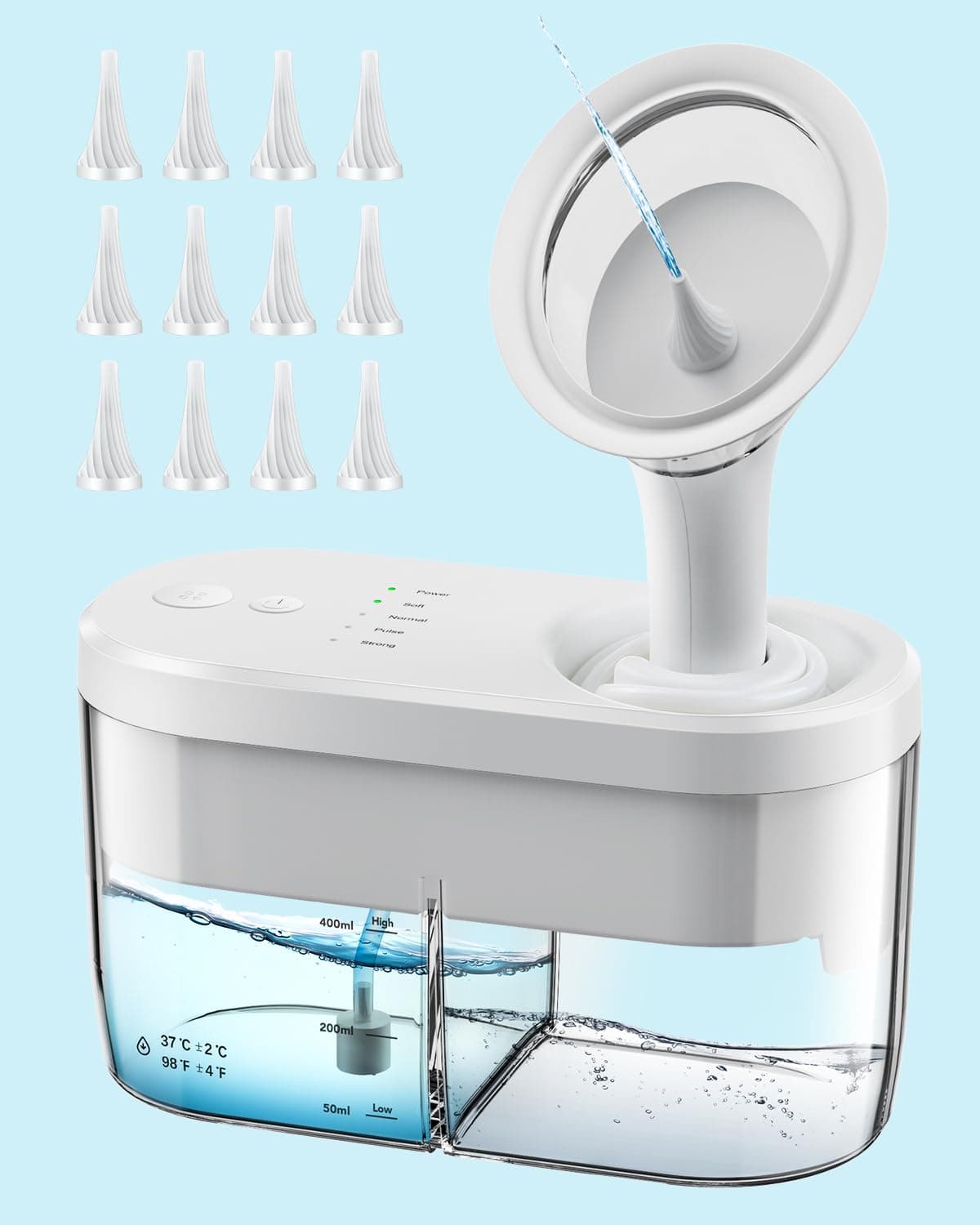 Electric Ear Wax Removal Kit Ear Irrigation Cleaner Tool, Efficient All Direction Ear Cleaning with 4 Cleaning Modes & Automatic Sewage Recycling for Adult Kid Family, Packs 12 Skin-Friendly Tips