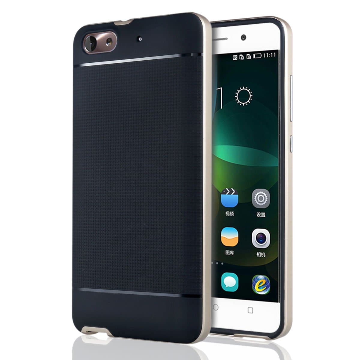 Huawei Honor 4c Case, ivencase 2 in 1 Anti-Scratch Shockproof Slim Carbon Fiber Case with Reinforced PC Frame for Huawei G Play Mini (Honor 4C) - Gold