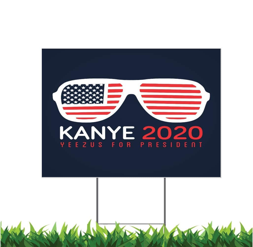 Debbie's Designs 2 Sided! Kanye 2020 Yeezus for President 12x18-inch Yard Sign (Outdoor, Weatherproof Corrugated Plastic) Metal H-Stake Included