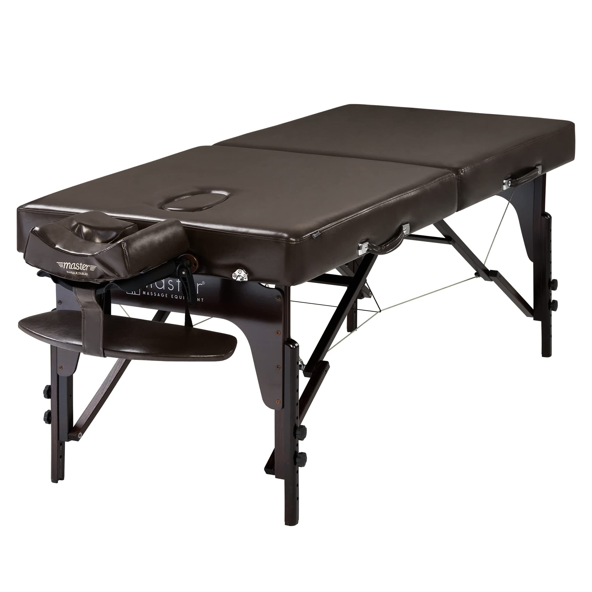 Master Massage 79 cm Supreme Mobile Massage Table Folding Massage Bed Massage Bench Cosmetic Lounger Portable Beauty Bed Wooden Feet Carry Bag Face Cut Package Brown