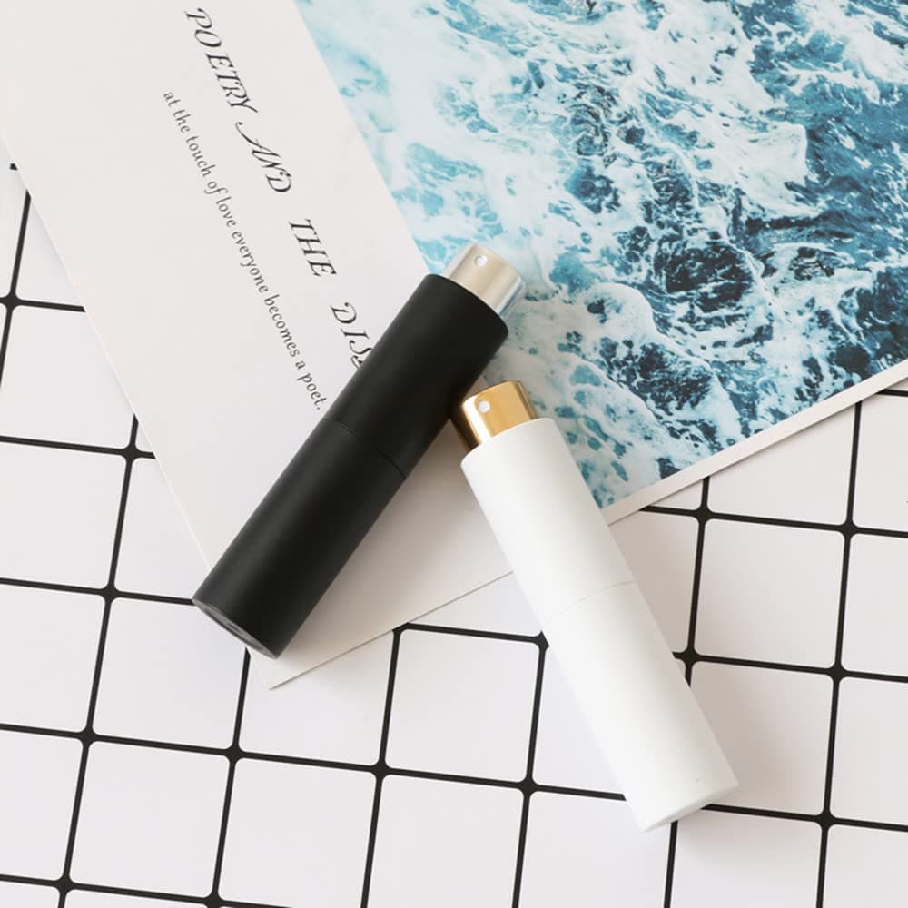 8 ml Gradient Blue Mini Travel Perfume Refillable Bottle Spray Empty Atomizer with Perfume Extractor Pump,Funnel (Gradient Black)