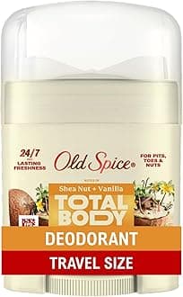 Old Spice Whole Body Deodorant Stick for Men, Travel Size, Aluminum Free, Vanilla + Shea Scent, 24/7 Odor Protection, 24/7 Freshness, Dermatologist Tested, Gentle on Skin, Safe to Use All Over, 0.5 oz