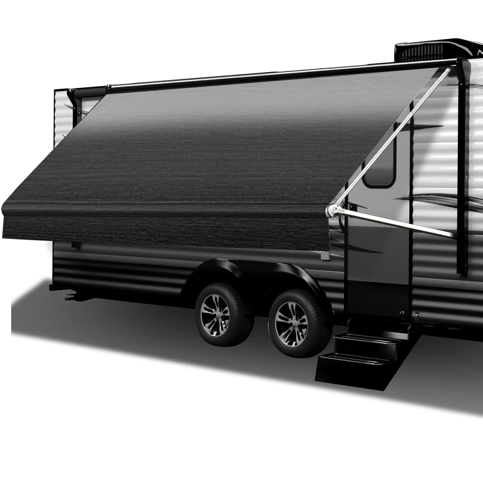 RV Awning Fabric Replacement 20FT (Fabric 19' 2"), Heavy Duty Camper Awning Replacement Weatherproof Vinyl Universal Outdoor Canopy for Camper, Trailer, and Motorhome Awnings Black