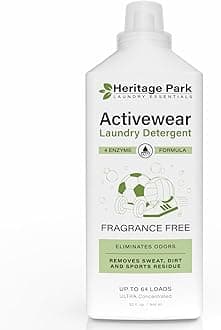 Athletic Sport Active wear Laundry Detergent | 4x Powerful Plant-Based Formula with Cleaning Enzymes for Sport Wash | Fragrance Free Natural Odor & Stain Remover
