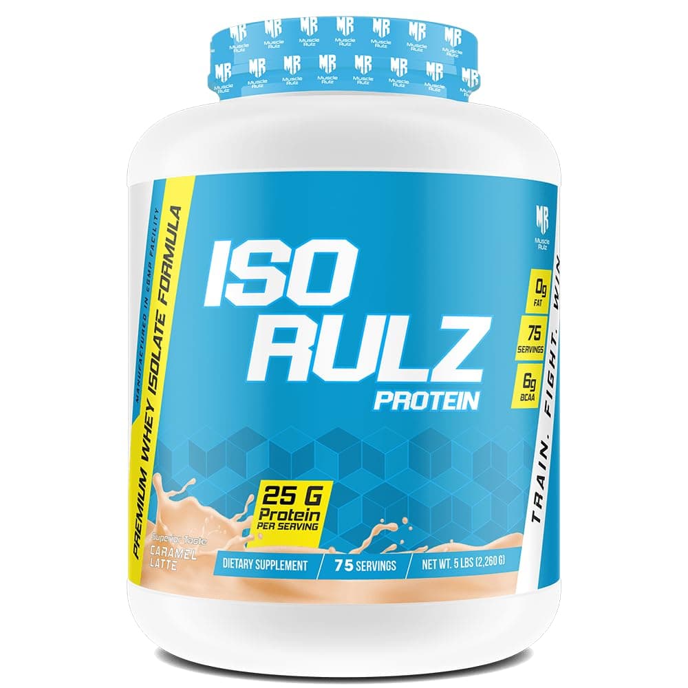 MuscleRulz Iso Rulz - Premium Whey Isolate Formula, 25g Protein, 0g Fat, 6g BCAA, 5lbs (Caramel Latte, 5lbs)