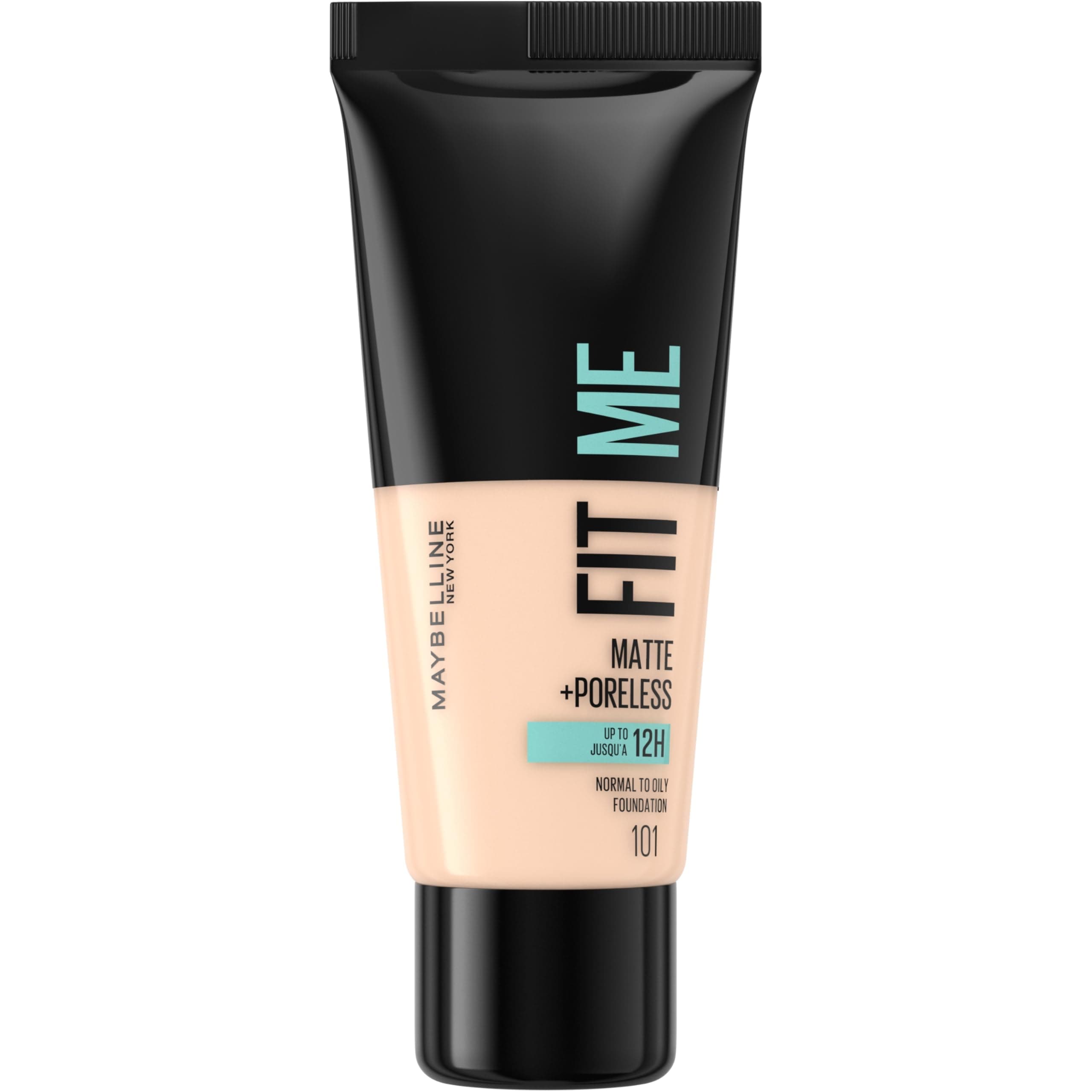 Maybelline Fit Me Foundation, Lightweight Medium Coverage, Blendable With a Matte and Poreless Natural Finish, For Normal to Oily Skin, Shade: 101 True Ivory, 30ml