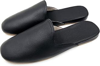 Men's Leather Slippers Top Grain Leather Slippers for Men and Women Scuff Slipper with Memory Foam Minimalist Mules House Slip-on Shoes for Office Home Bedroom Living Room Guests Visitor