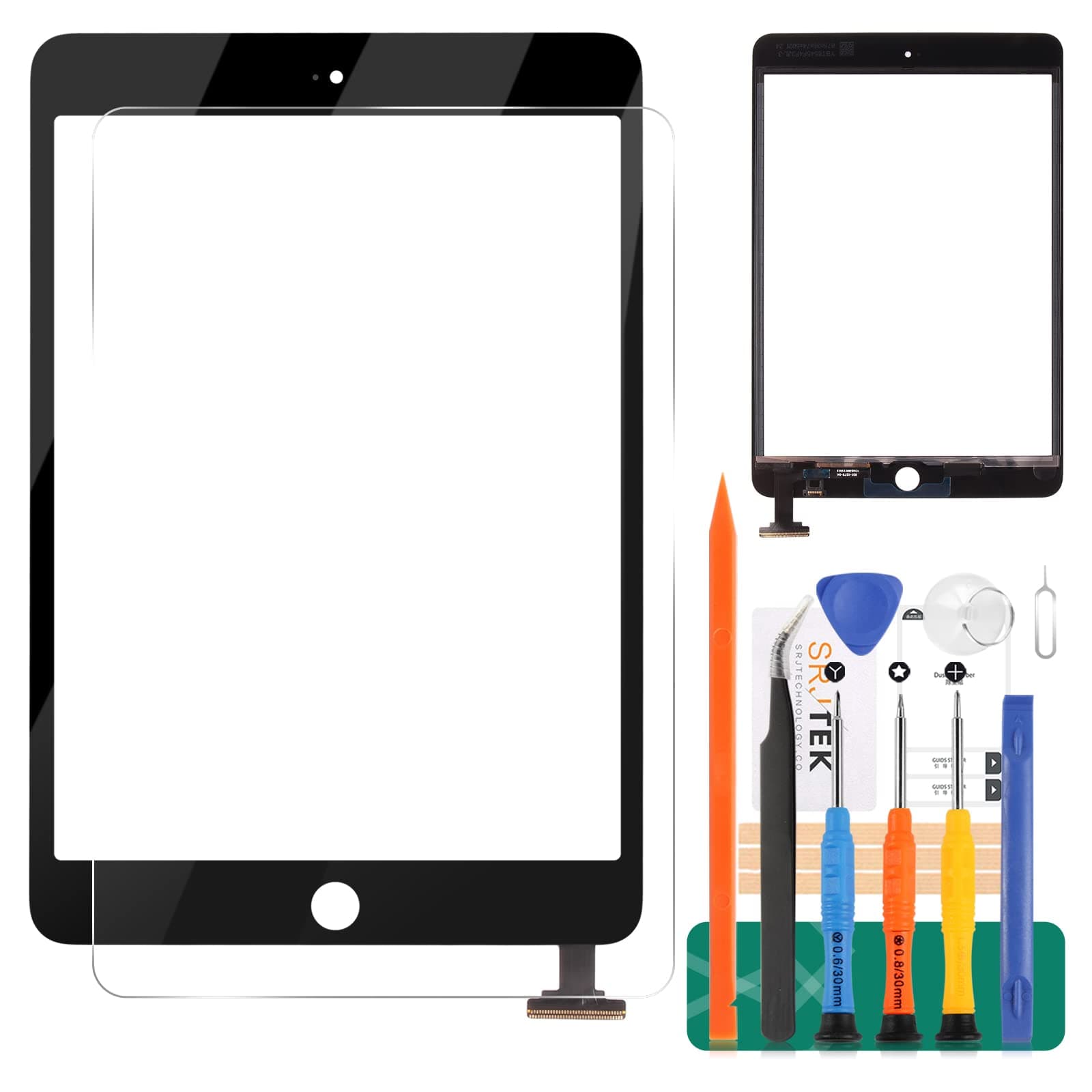 Touch Screen Digitizer for iPad mini 1 2 A1432 A1454 A1455 A1489 A1490 Replacement Screen Parts, with IC Chip,Home Button,Cameral Holder,Black