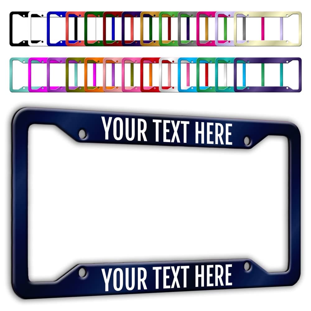 - Personalized License Plate Frames Custom License Plate Holders 4 Holes Text Customizable Design 27 Color Metal Chrome Car Tag Sign Gift for Men Women Front or Back of Car Truck 6.3"x12.2"