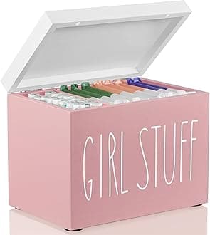 DRASTAR Tampon Holder for Bathroom, Pink Lady Stuff Box for Bathroom Accessories, Pink Bathroom Decor,Feminine Product Organizer, Pad Organize Case with hinged lid, Shark Week Tampon Storage