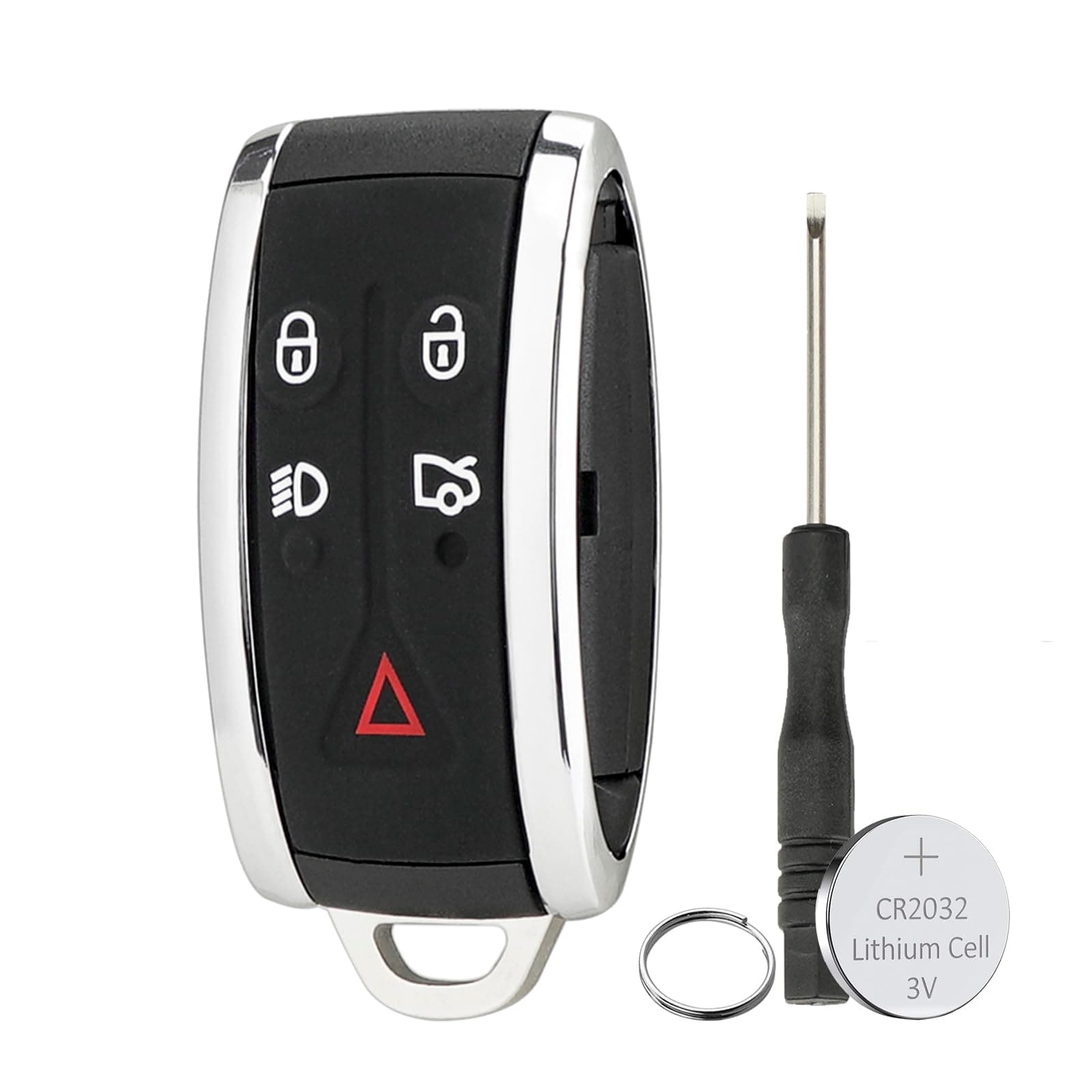 5 Buttons Remote Control Key Case For Jaguar XF XFR XK XKR XJ8 XK8 Car Key Shell Accessories with Uncut Blade CR2032 Battery Scrrwdriver and Ring