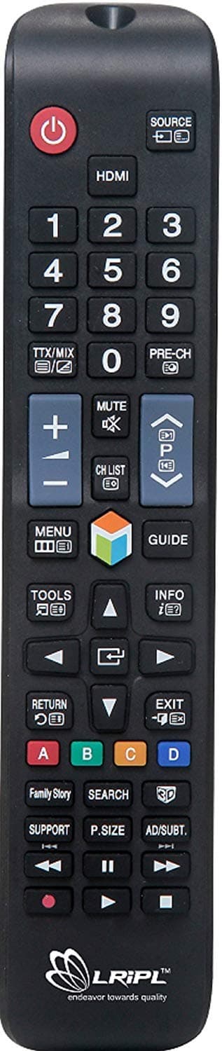 LRIPL TV Remote Control Compatible for Samsung 3D Smart Led LCD HD UHD TV Black