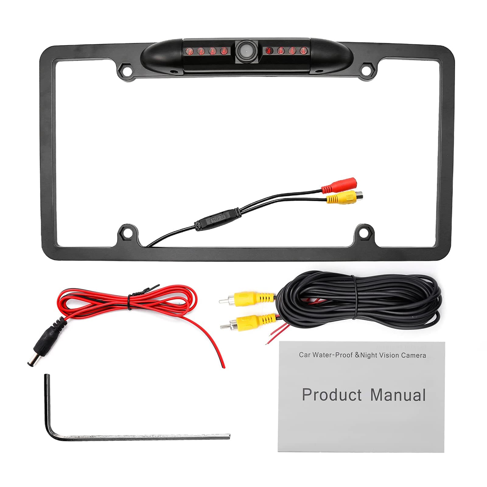 License Plate Backup Camera, Night Vision Rear View Camera with 8 LEDs 170° Viewing Angle, Waterproof Backup Rear Camera for Cars, Universal Reversing Assist Security