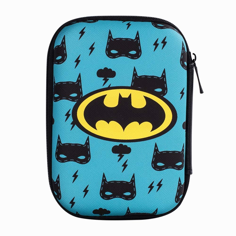 Tospania Portable Multi-Functional PU Leather Electronic Accessories Organizer, Small Travel Gadget Bag for Cables, Chargers, MP3, MP4,USB Flash Drive, Plug, Power Bank and More (Black Batman)