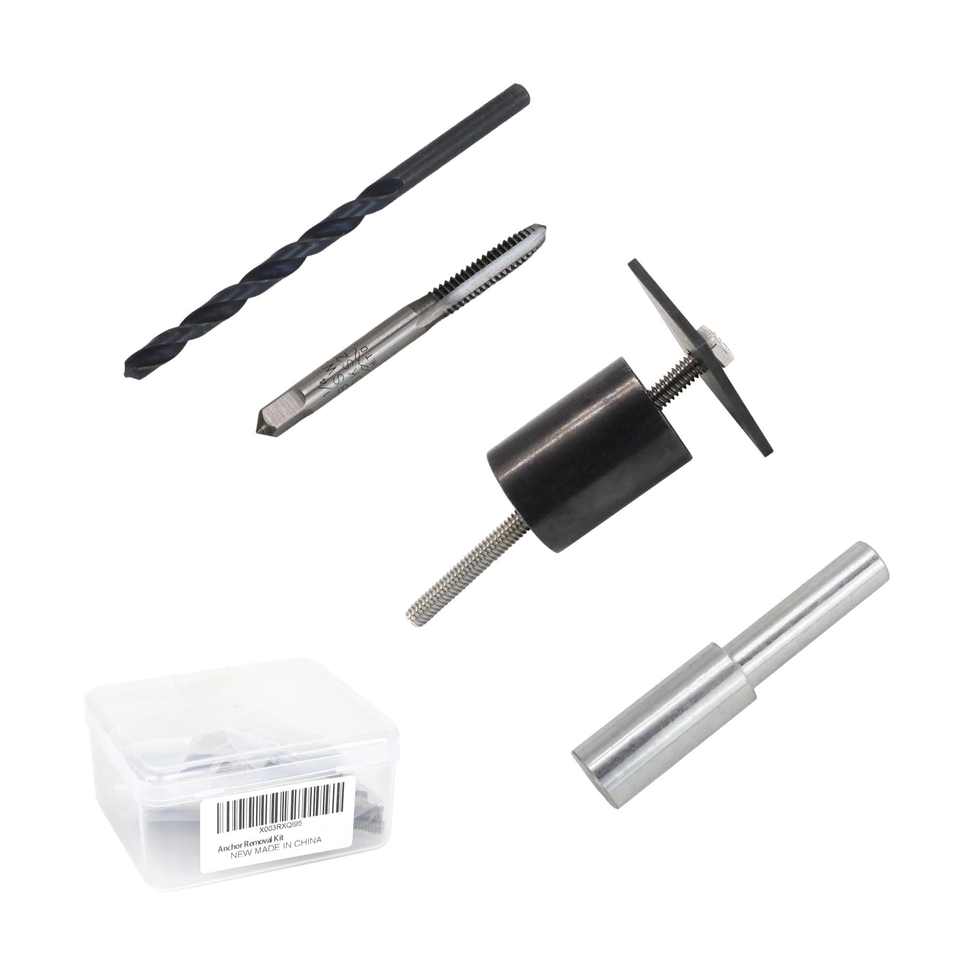 Pool Cover Brass Anchor Removal Tool Kit, Anchor Replacement Tool Kit, Rethreading and Installation Pool Cover Anchors with Storage Box (Set of 7)