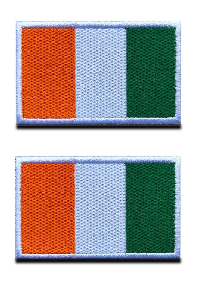 2 PCS Republic of Ireland Patch Irish Flag Hook and Loop Embroidered Ireland National Applique Emblem Patch for Football Billiards Clothes Jersey Backpack Caps Vest Travel Biker Tactical