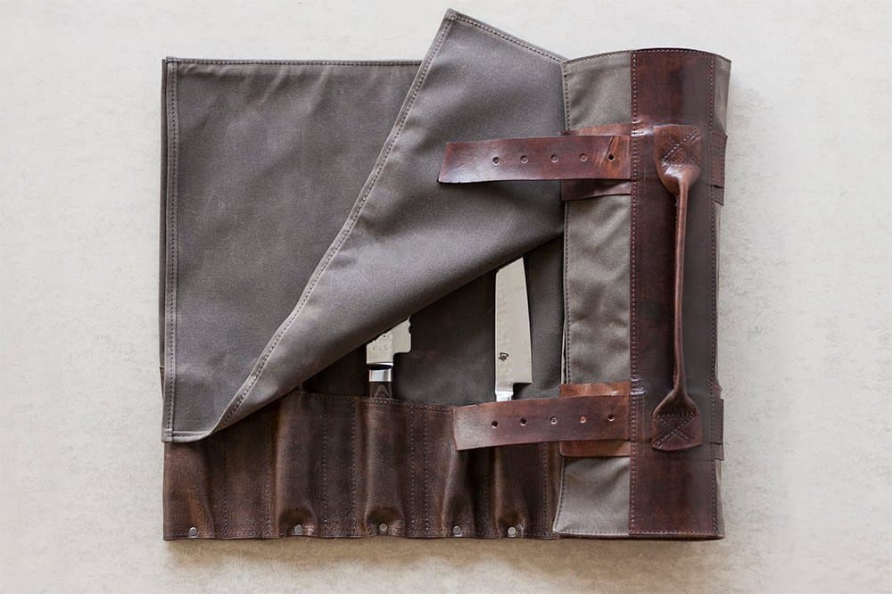 Waxed Canvas Chef's Roll: Oak and Bison