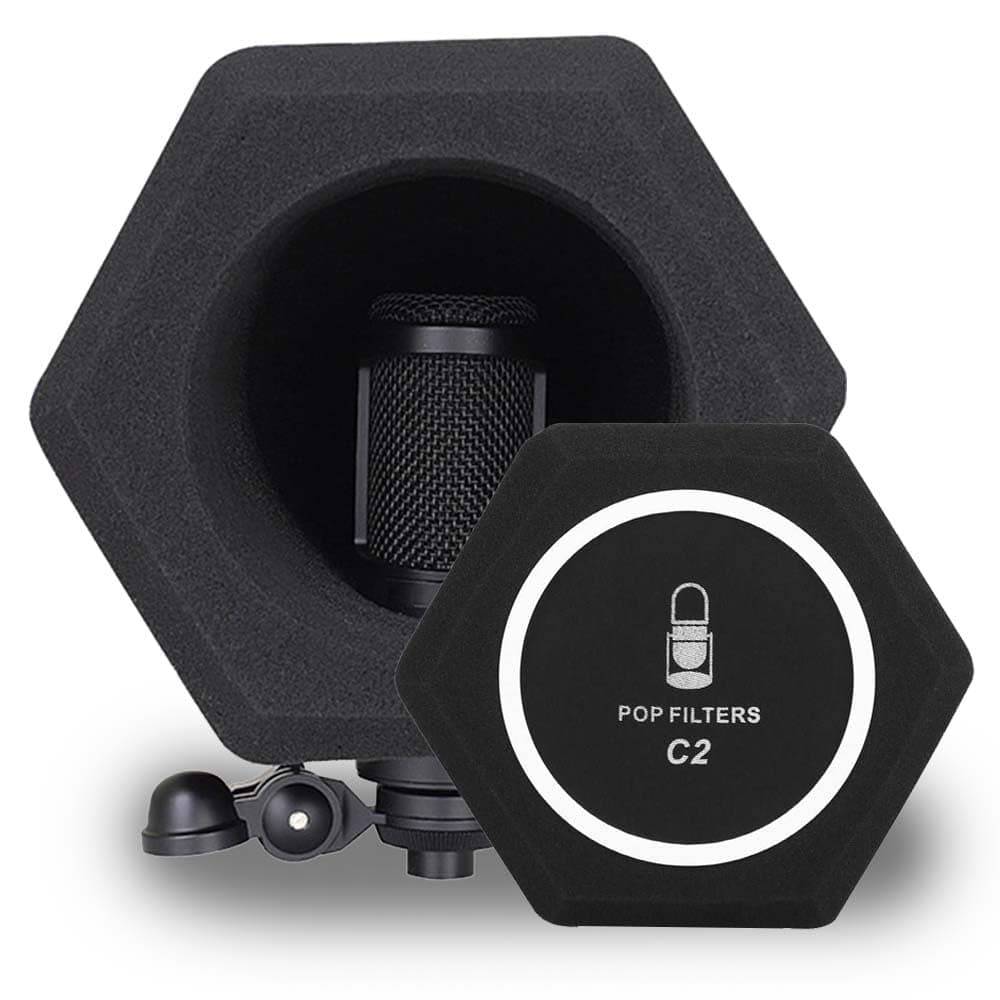 Professional Microphone Isolation Ball Shield - Superior Noise Cancellation with Pop Filter and High-Density Sound Absorbing Foam - Studio Quality Recording