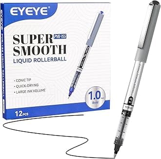 - EYEYE Black Rollerball Pens 1.0mm 12 Pack, Roller Ball Pen Bold Point Quick Dry, Liquid Ink Pens Fine Point Smooth Writing Pen for Journaling, Note Taking, Office, School Supplies