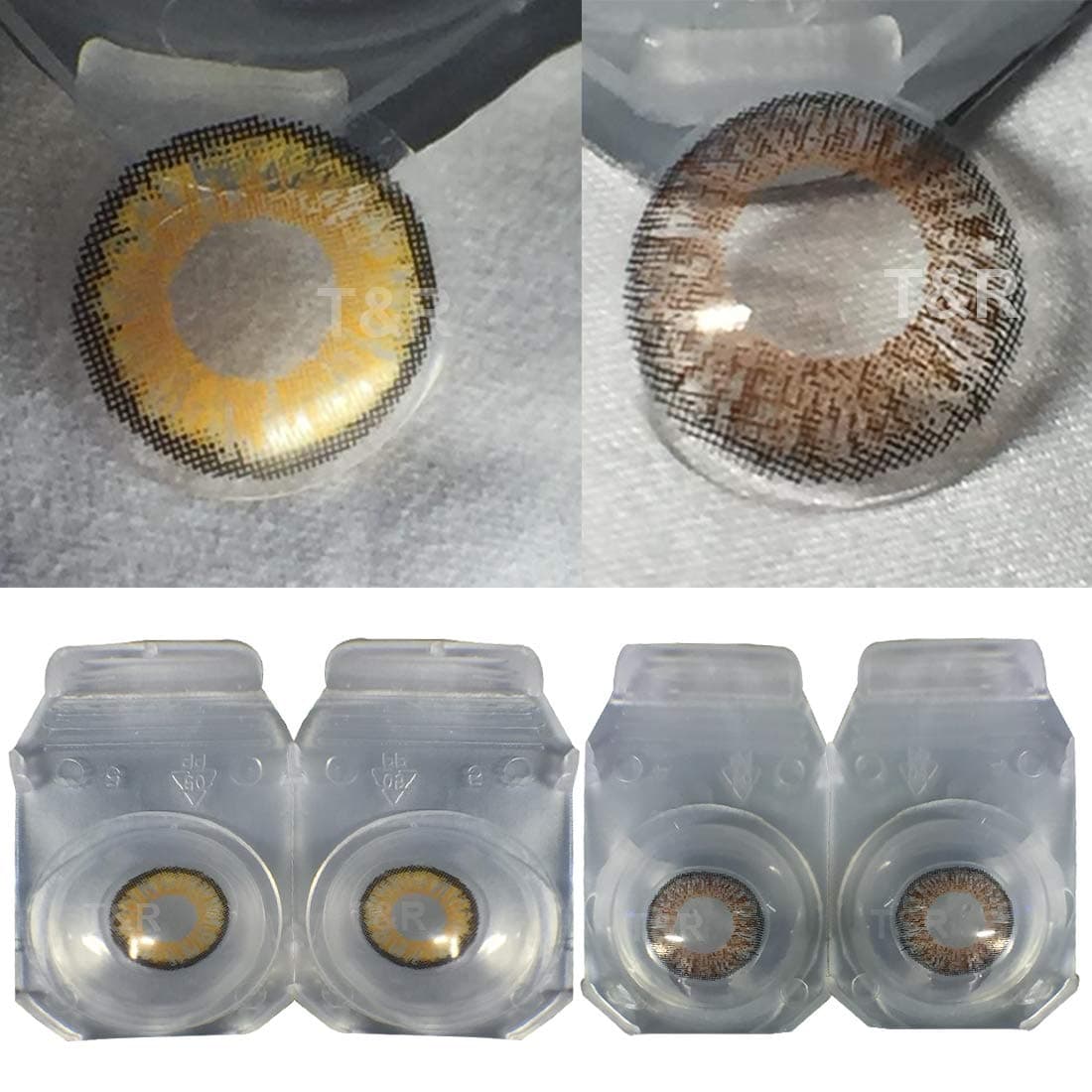 gold look Colored Contact Lens Monthly Disposable With Case And Solution (2 Pair, Brown , hazel )