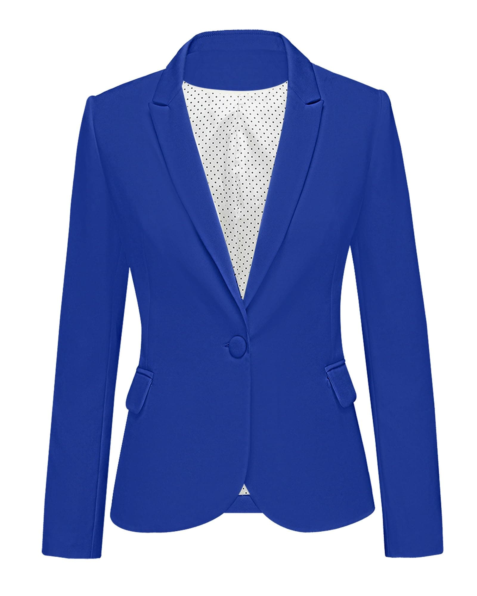 Womens Notched Lapel Pockets Button Work Office Blazer Jacket Suit