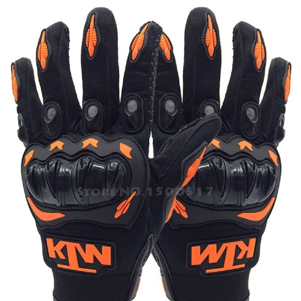 KTM Motorcycle Riding Gloves - Orange, Black