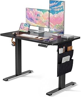 Marsail Electric Adjustable Height Standing Desk with Storage Bag, 40 * 24" Sit Stand Up Desk for Home Office,Computer Gaming Workstation, 4 Memory Height Settings,Cable Manager, and Headphone Hook
