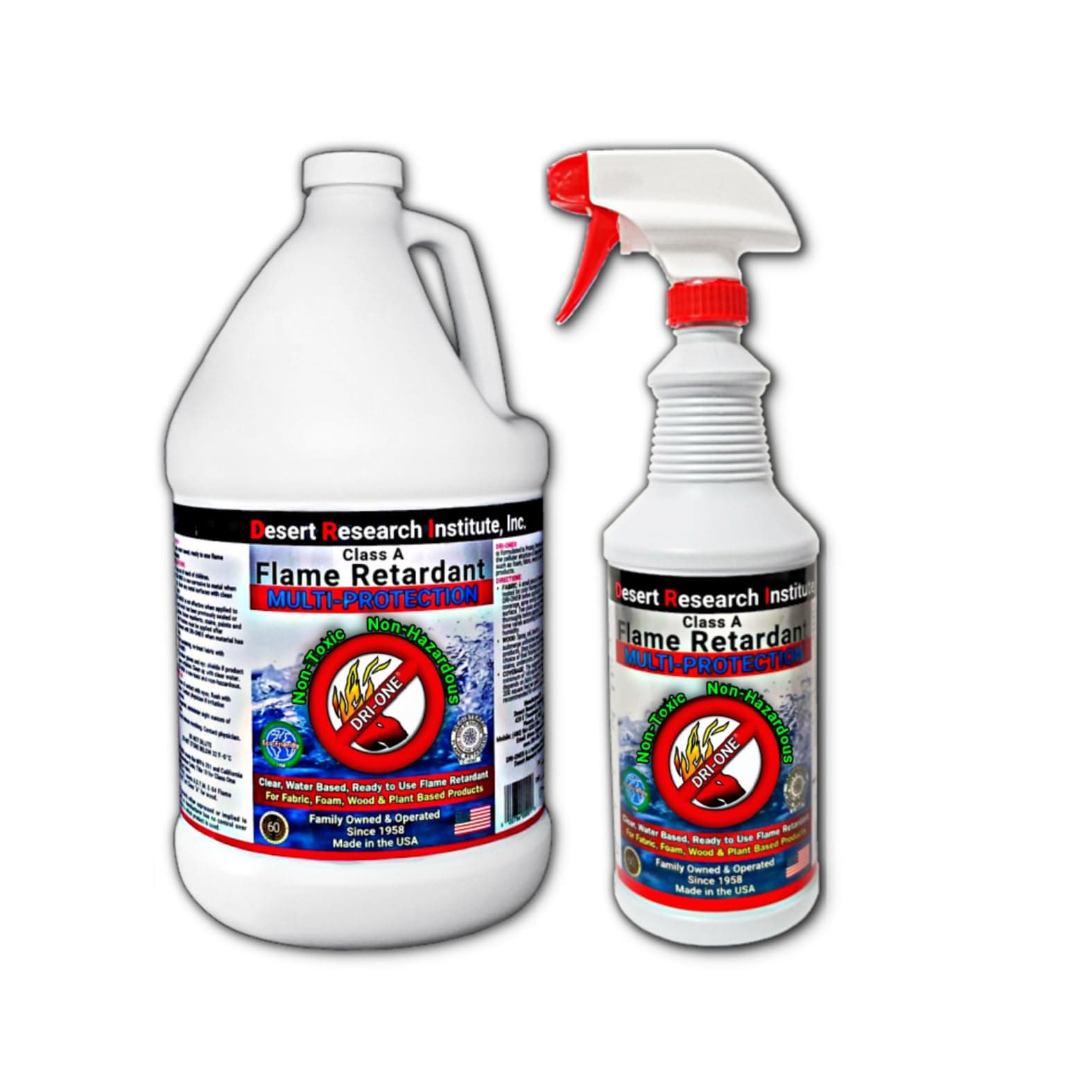 Fire Retardant Liquid Solution Natural Textiles, Raw Wood, Absorbent Materials & More - Class A -Eco Safe - NFPA 701- ASTM E84- One Gallon and One Quart with One Sprayer - 160 oz