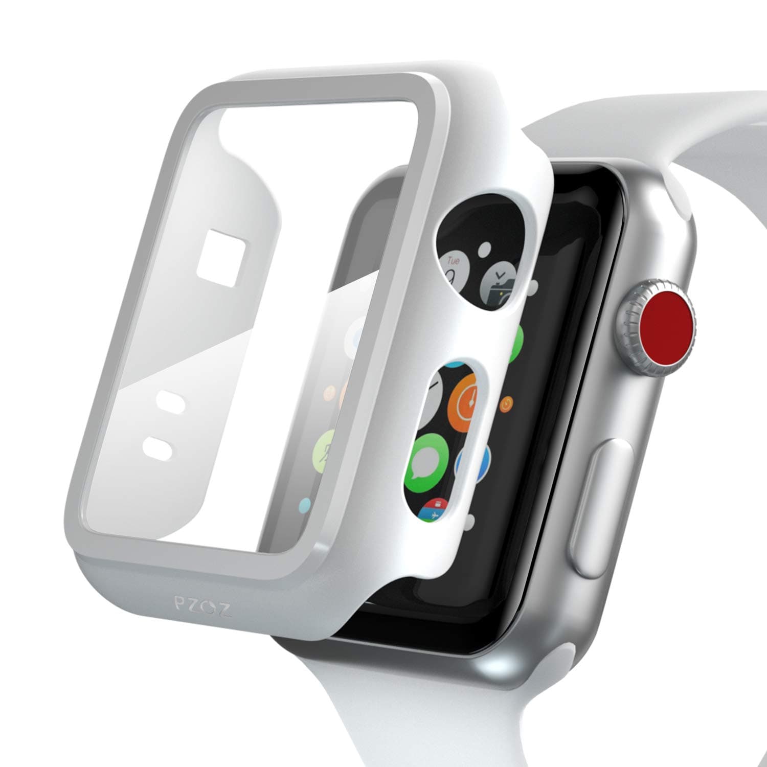 PZOZ Apple Watch Series 3 Screen Protector，iWatch PC Case PET Film All-around Bumper Protective Series 2 Cover Compatible With i Watch 42mm Smartwatch Accessories (White)