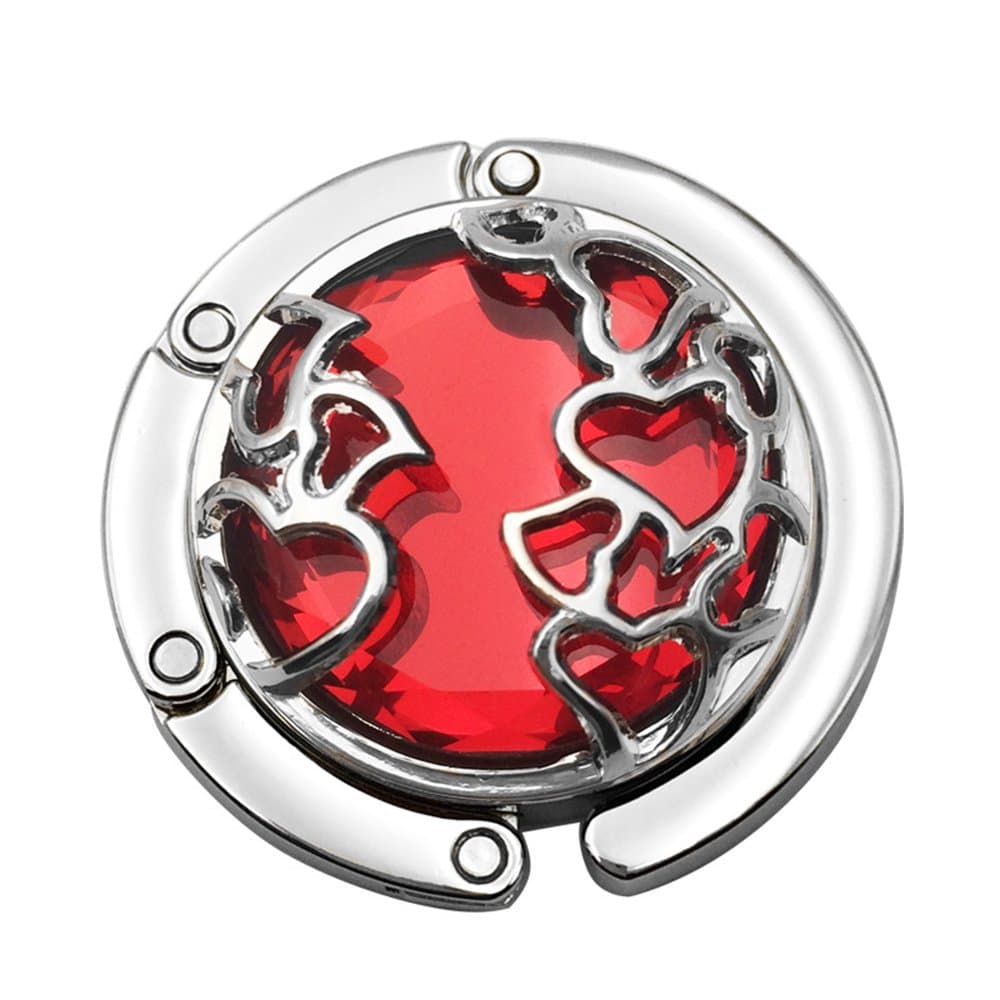Grtdrm Heart Shape Premium Foldable Handbag Bag Purse Hanger Table Hook Holder (Red)