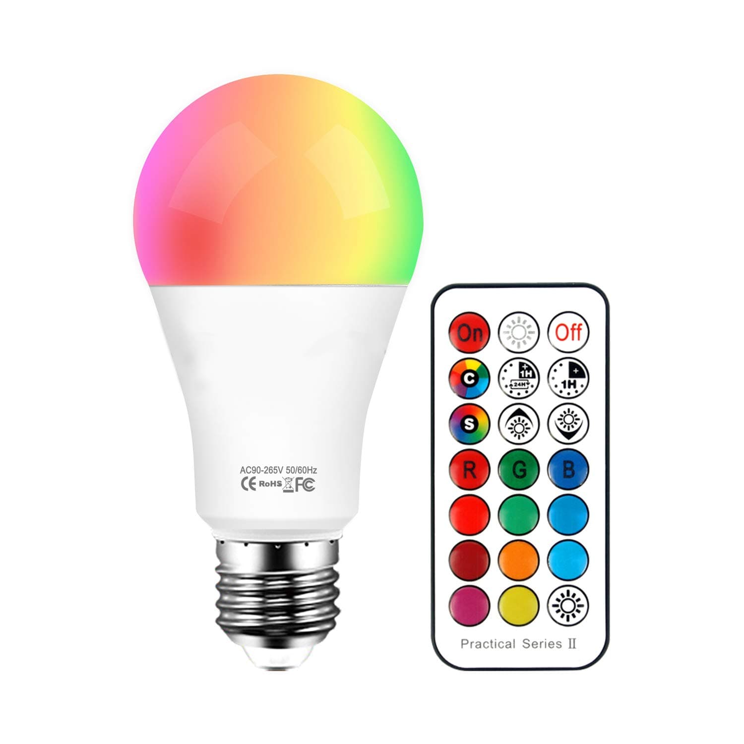 Colour Changing Light Bulbs RGB Warm White Dimmable with Remote Control, 12 Colours and 3 Color Changing Function for Home Decoration Bar Party KTV Stage Ambient Illumination