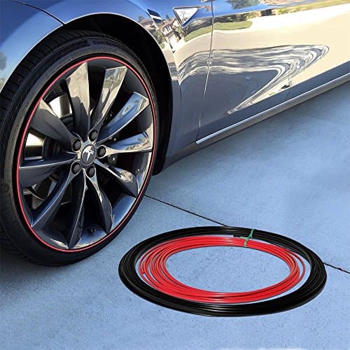 Upgrade Your Auto Wheel Bands Red Insert in Black Track Pinstripe Rim Edge Trim