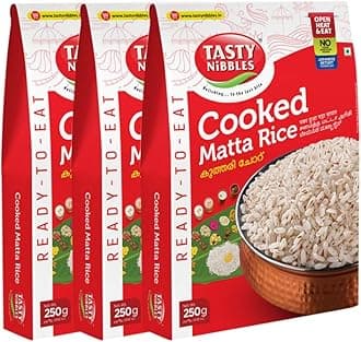 Ready to Eat Cooked Matta Rice 250 Grams [Pack of 3]|Open Heat & Eat | No Food Additives Added | Japanese Retort Technology
