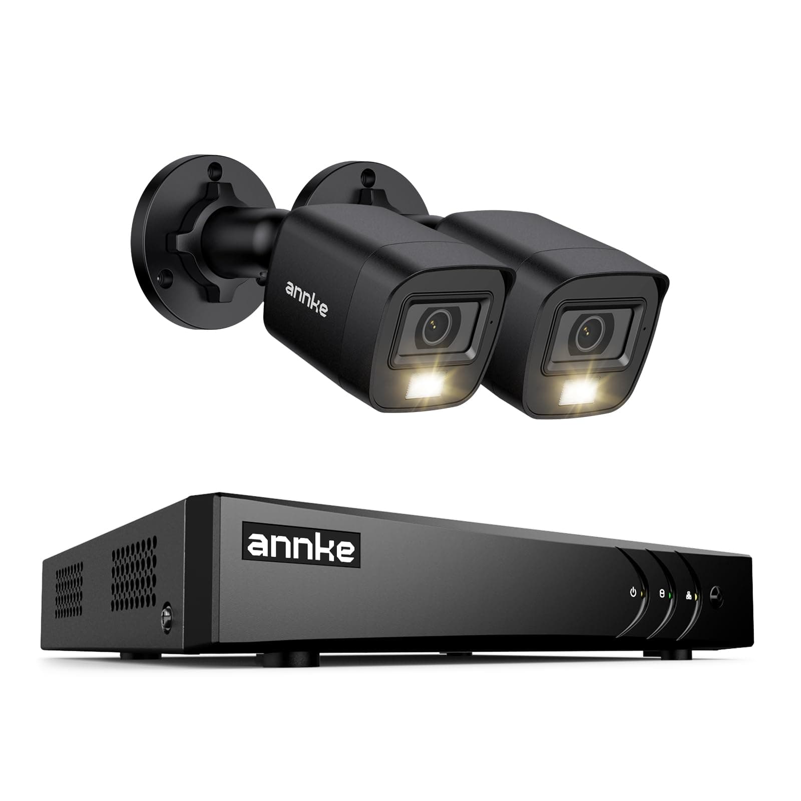 ANNKE E200 CCTV Camera System, 4 Channel 3K Lite Surveillance DVR with 2x 1080p Dual-Light Cams and 1TB Hard Drive, Smart Human & Vehicle Detection, Color Night Vision, IP67 Weatherproof, No HDD