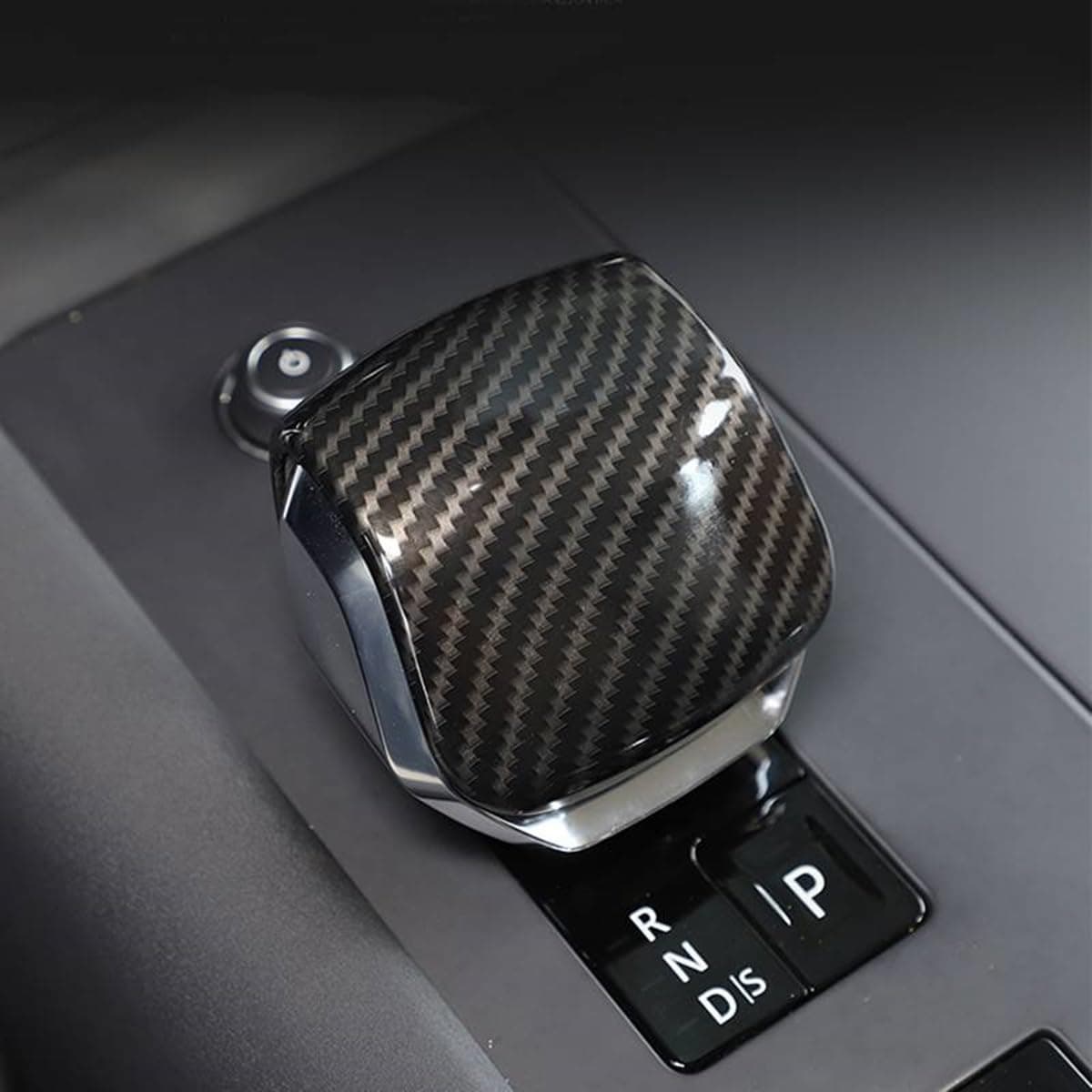 Suede Gear Shift Shifter Knob Cover Cap Trims for Range Rover Velar Sport 2022-2025 Land Rover Discovery 2021-2025 (Carbon Fiber Style)