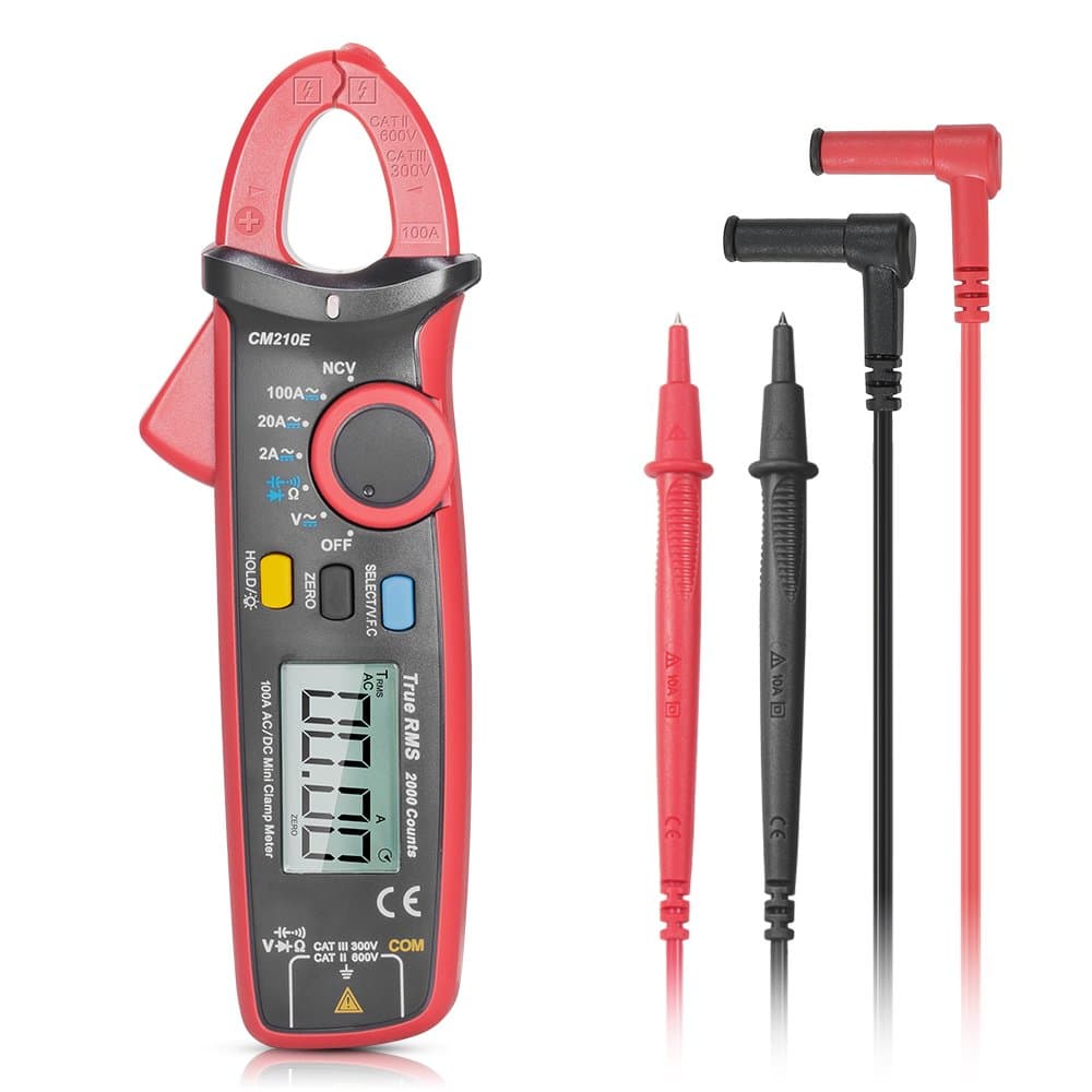 Digital Clamp Meter, SYNERKY CM210E 2000 Counts Self Measure Multimeter AC / DC Voltmeter, AC / DC Current, Resistance, Frequency, Diode, Hz Tester with LCD screen Digital Clamp Meter