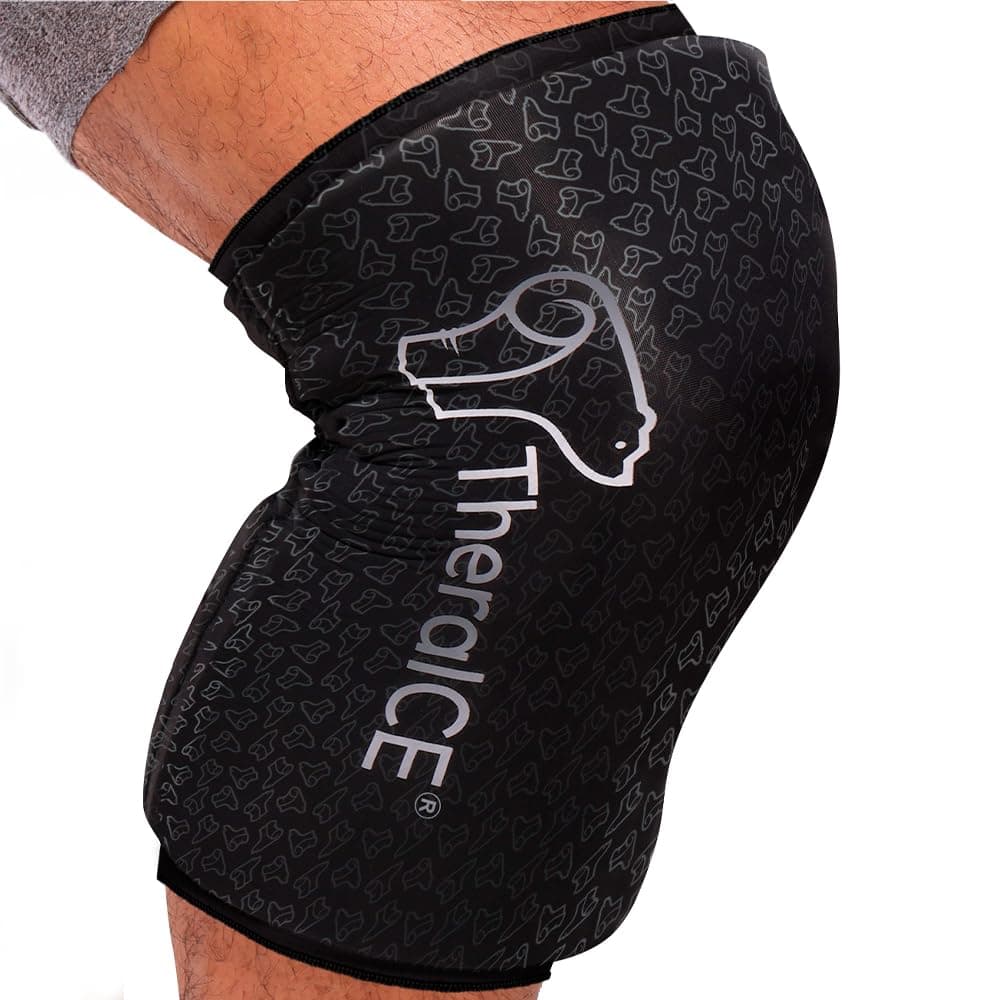 TheraICE Knee Ice Pack Wrap PRO Compression Sleeve for Injuries | Reusable Gel Cold Packs Brace Cold Wrap Recovery for Meniscus ACL MCL Surgery | FocusZone for Extra Cooling & Pressure | Women & Men