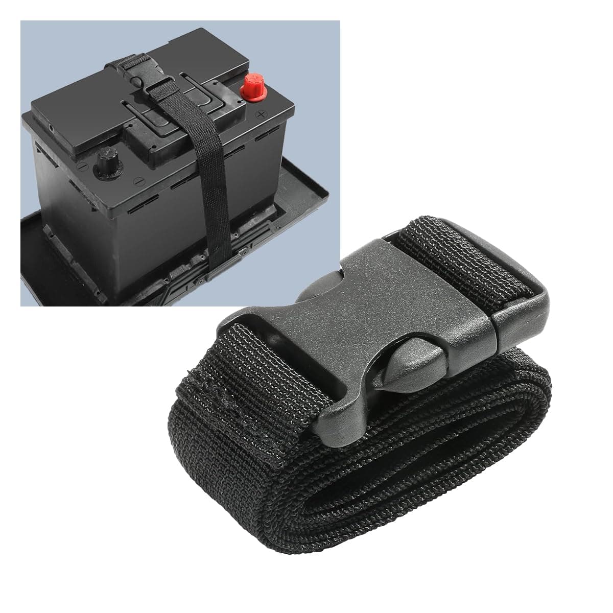 39 Inch Car Battery Tie Down Strap - Auto Battery Adjustable Buckle Strap for Cars, SUVs, Boats (1 PCS)