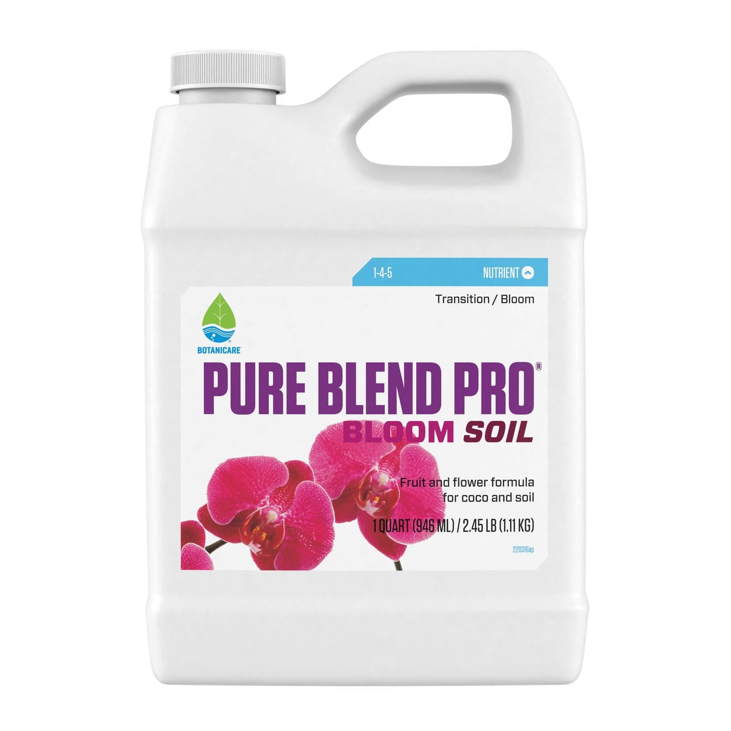Pure Blend Pro Bloom Soil, Nutrient for Fruit and Flowers, 1-4-5, 1 qt.