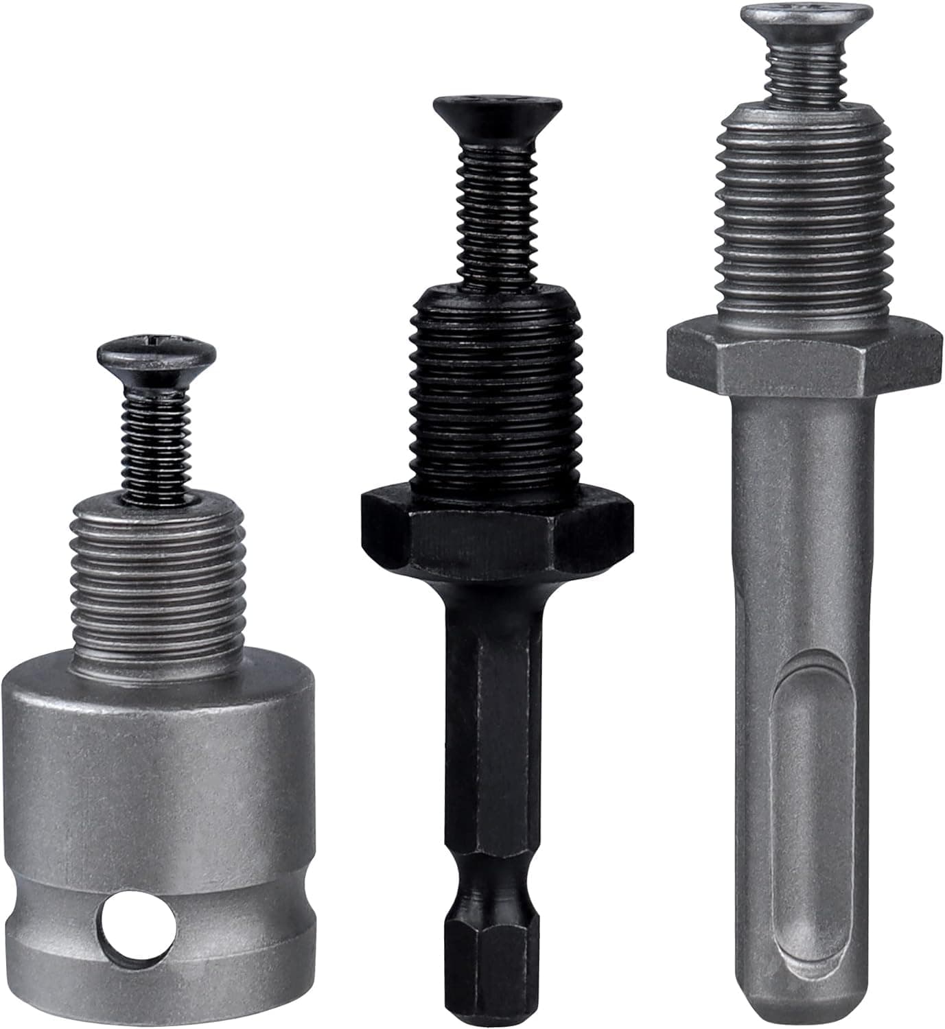 Yakamoz 3Pcs 1/2-20 UNF Mount Thread Drill Chuck Shank Adapter Set, SDS-Plus Shank for Rotary Hammer Drill | 1/4" Hex Shank for Impact Driver | 1/2" Drive Female Adapter for Air Impact Wrench