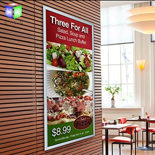 HKSIGN Led Backlit Light Menu Board Frames Slim alumiunm Clip Light Box Advertising Display Sign Holder with A2 Size