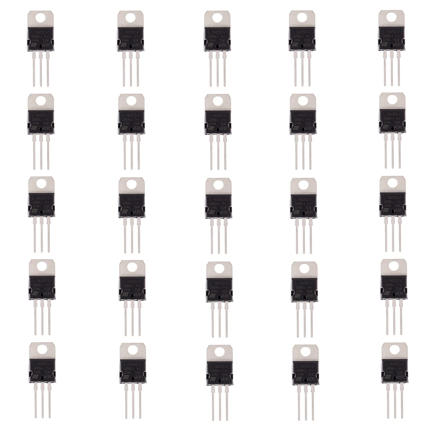 BOJACK IC L7805CV Voltage Regulator Output 5 V 1.5 A Integrated Circuits L7805 Linear Positive Voltage Regulators TO-220 (Pack of 25)