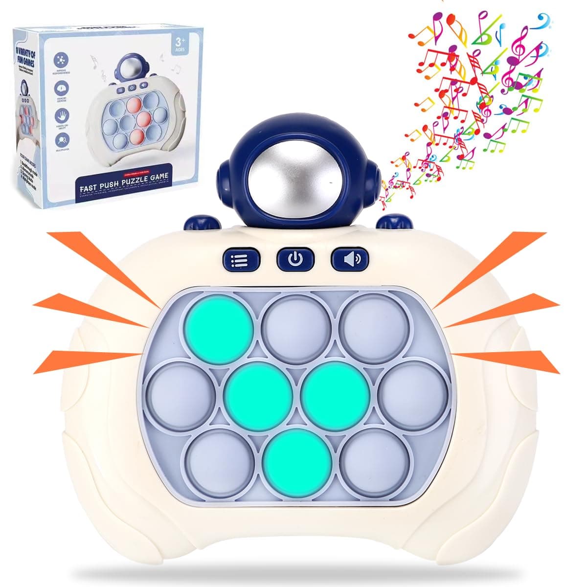 Quick Push Bubble Game for Kids & Adults,Mini-Handheld Fast Speed Push Game,Relieving Stress Pop Fidget Game Toys for Boys, Girls, Teens (Astronaut)