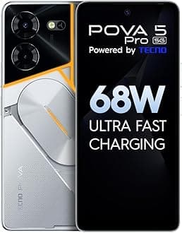 Pova 5 Pro 5G (Silver Fantasy, 8GB RAM, 256GB Storage) | 68W Ultra Fast Charge 1st Segment | 1st Multicolour Backlit Arc Interface | 50MP Dual AI Camera | FHD Display