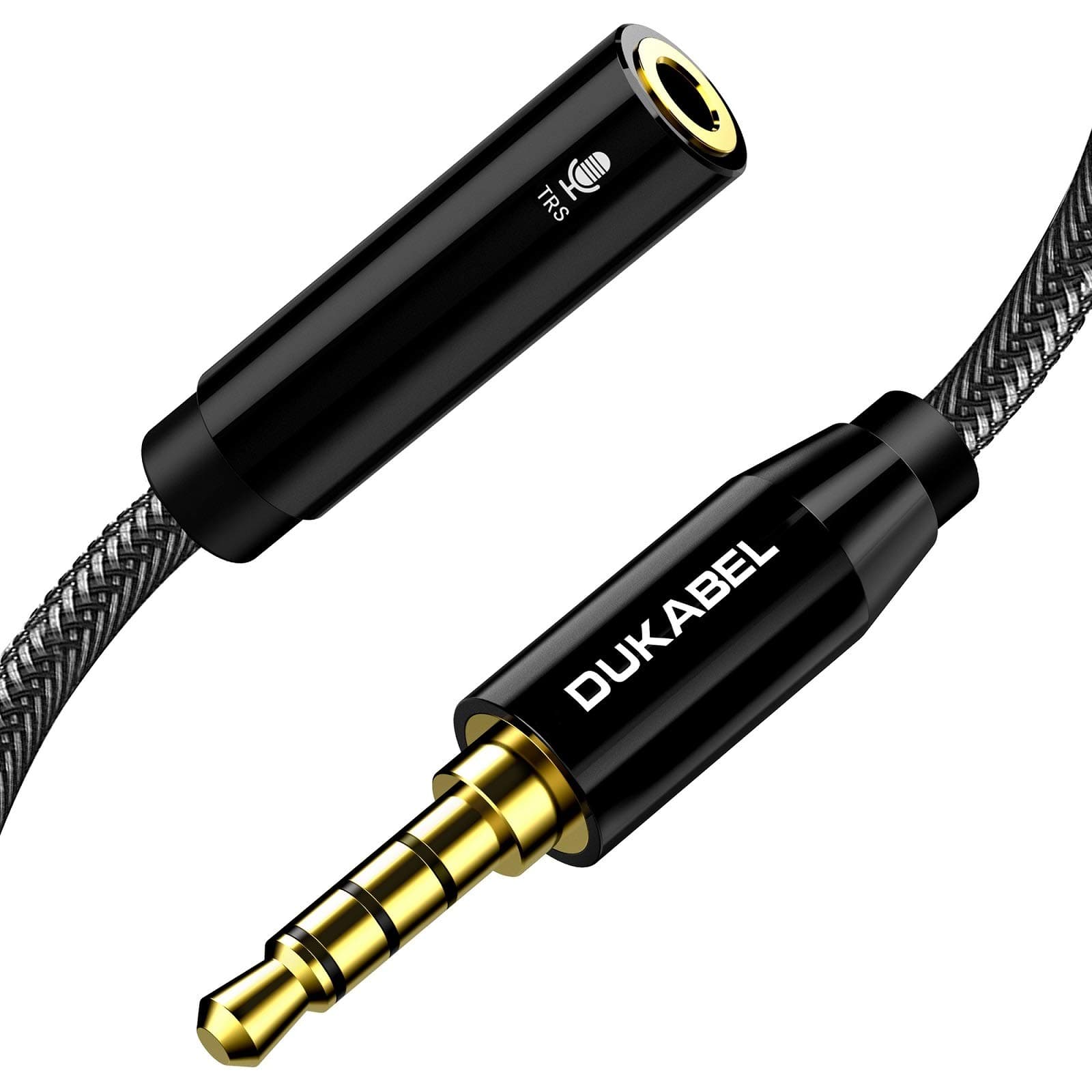 DUKABEL DC4 3.5mm TRS to TRRS Adapter Cable, Microphone Audio Adapter, TRS Female to TRRS Male Converter for Smartphone, PS4, Tablet, Laptop(Black)
