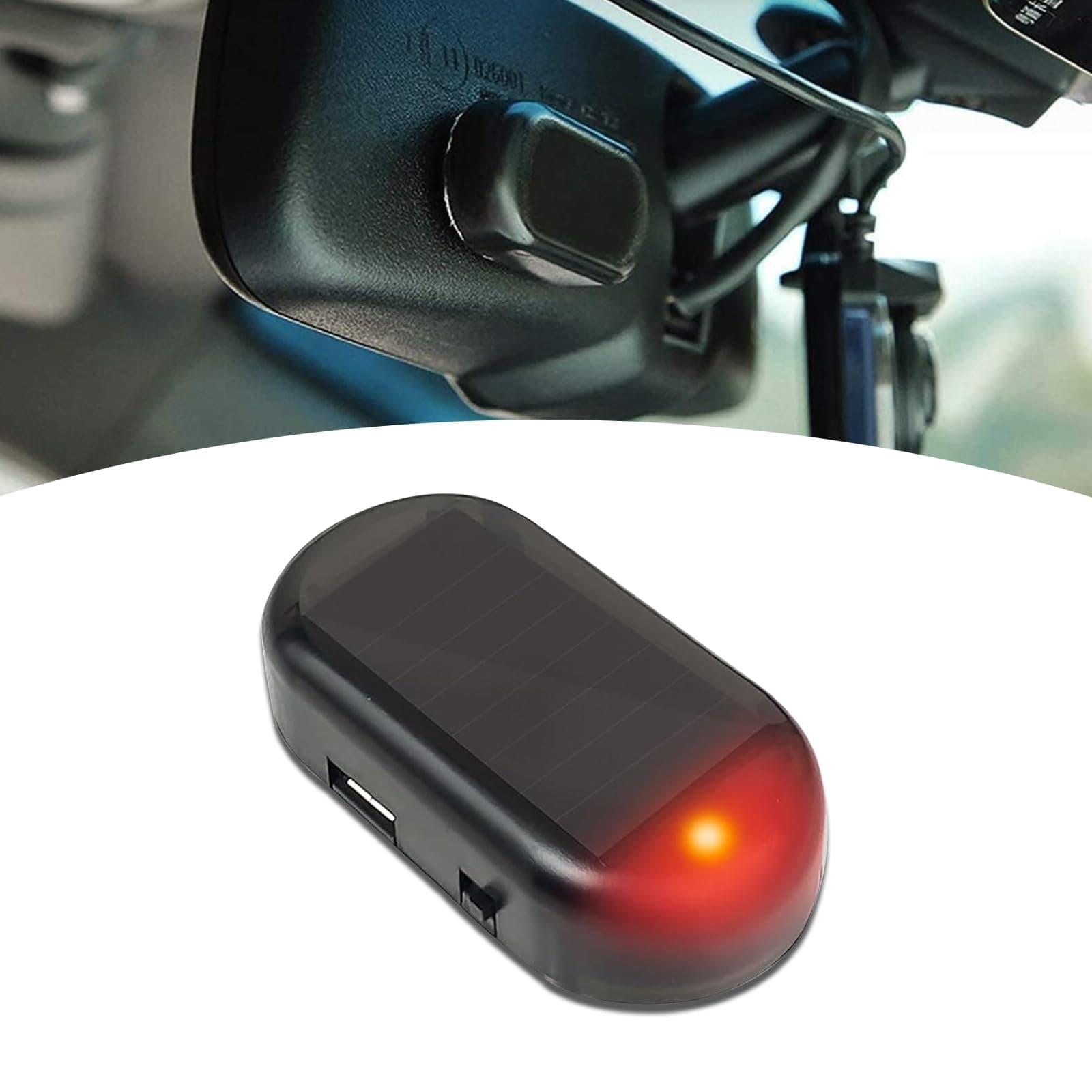 Pack-1 Car Interior Simulation Anti-theft Device, Solar LED High-brightness Security Warning Light, ABS Housing Anti-theft Light with USB Port, Universal Portable Accessory for Cars (Red Light)