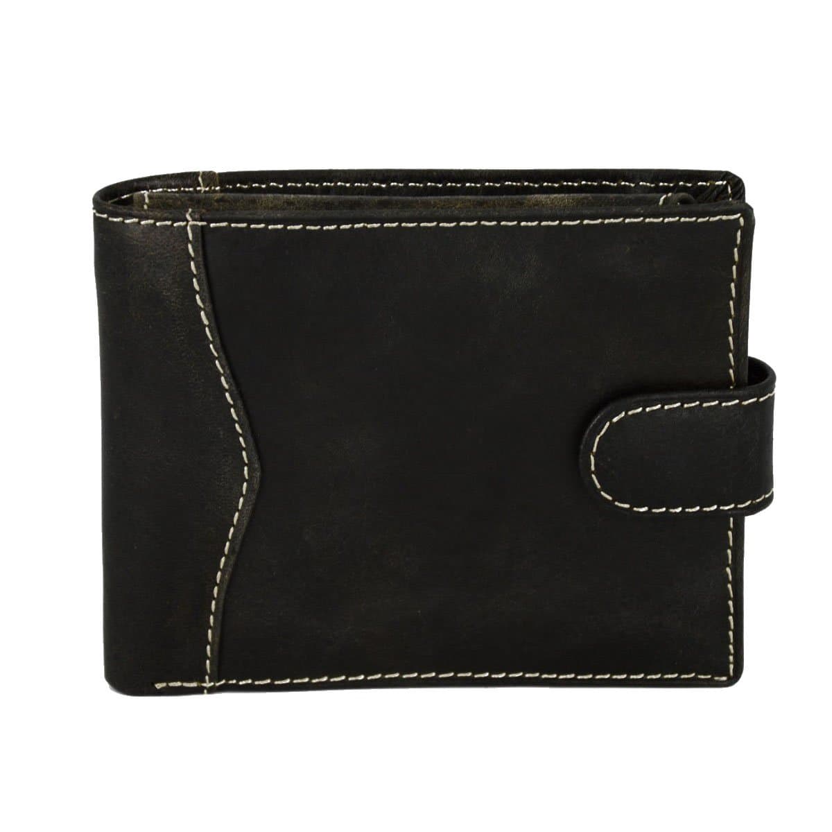 Genuine Leather Man Wallet, Aged Effect Color Black