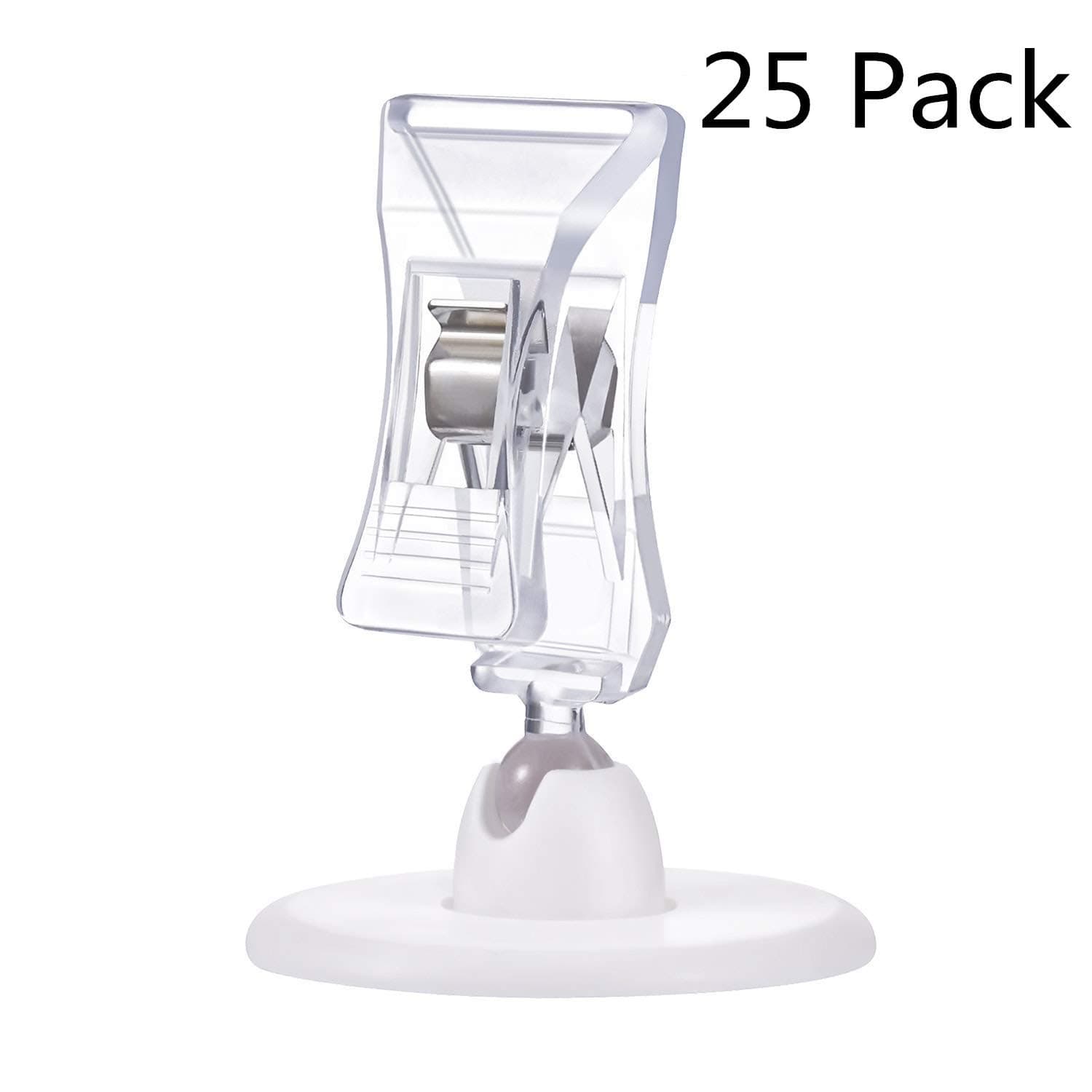 25 Pack Rotatable POP Display Sign Clips Merchandise Sign Clip Holder Stand Price Tag Clip by Adhesive Tape On Base