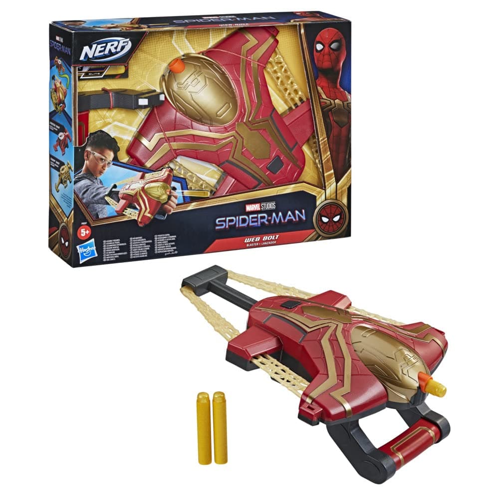 Marvel Web Bolt Nerf Blaster Toy For Kids, Movie-Inspired Design, Includes 3 Elite Nerf Darts, Ages 5 And Up