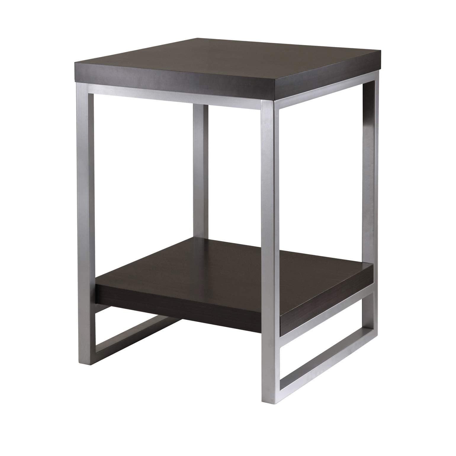 Winsome Jared End Table with Metal Frame, for Living Room, Bedroom, Espresso & Slate Gray